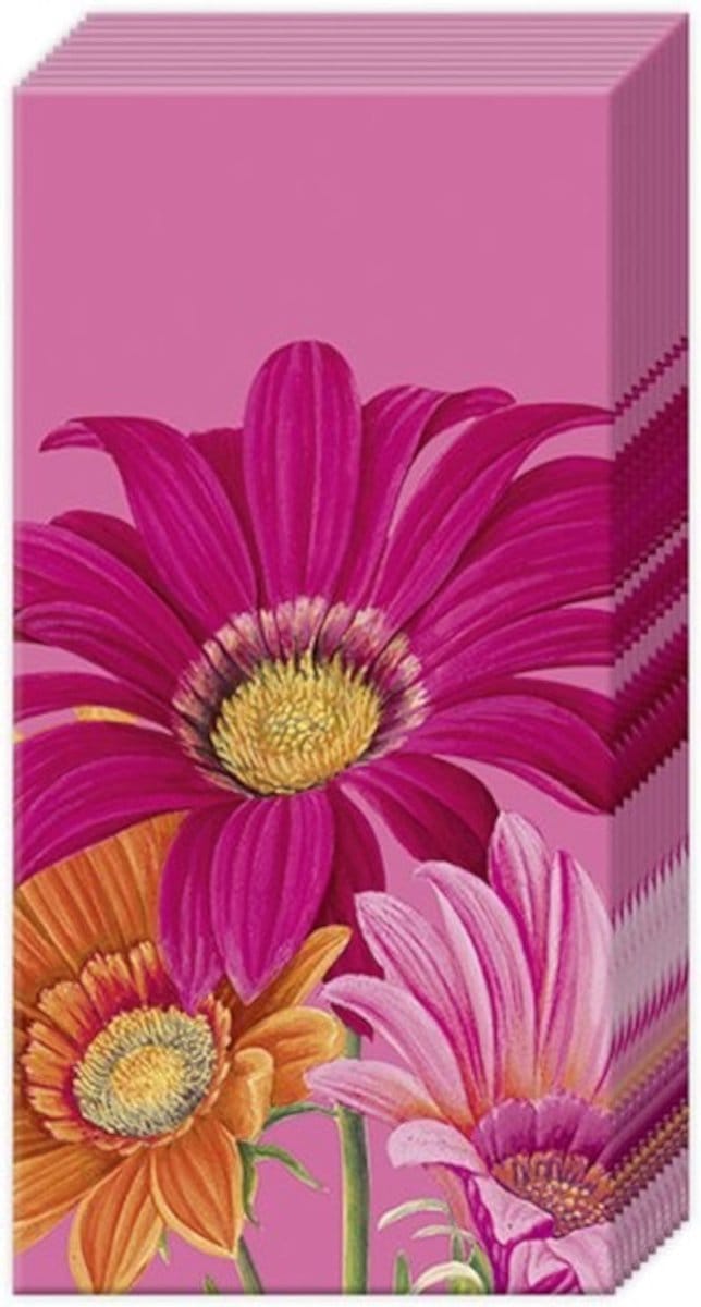 Zakdoeken Joyful Gerbera Pink - IHR - 21x21 cm