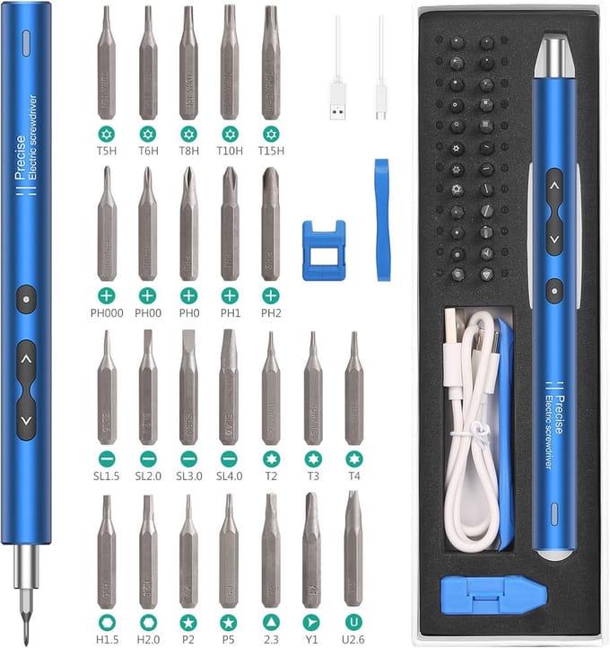 Draagbare elektrische schroevendraaier 28-in-1 met USB-C en LED-statusweergave