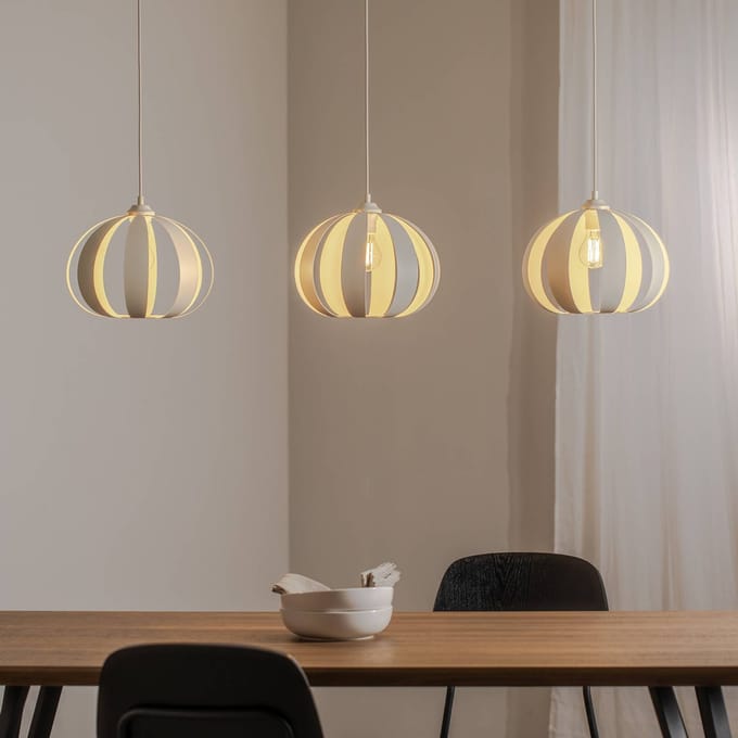 HELAM Hanglamp Newton, 3-lamps, zandkleurig, metaal