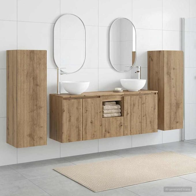 vidaXL - Badkamermeubel - Set - 5 - st - Artisanaal - eiken - 33 - x - 34,5 - x - 100 - cm