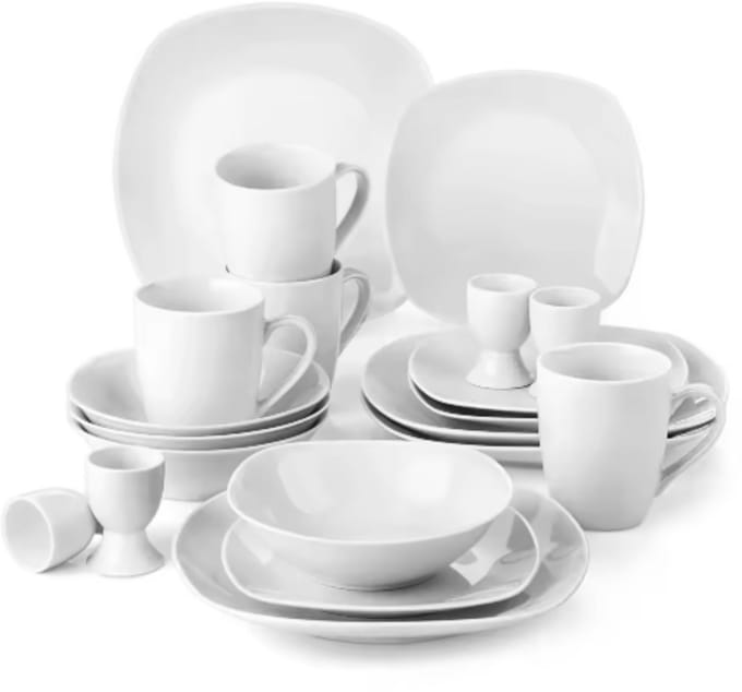 Grandiose Serviesset – 4 persoons – Wit Keramisch – Dinerborden – Breakfast Plates