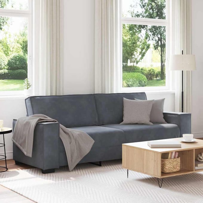 vidaXL - Driezitsbank - 220x78x84 - cm - fluweel - donkergrijs