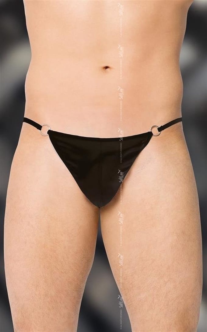 SoftLine Collection - Elegante heren string met satijn aanzicht zwart S t/m L