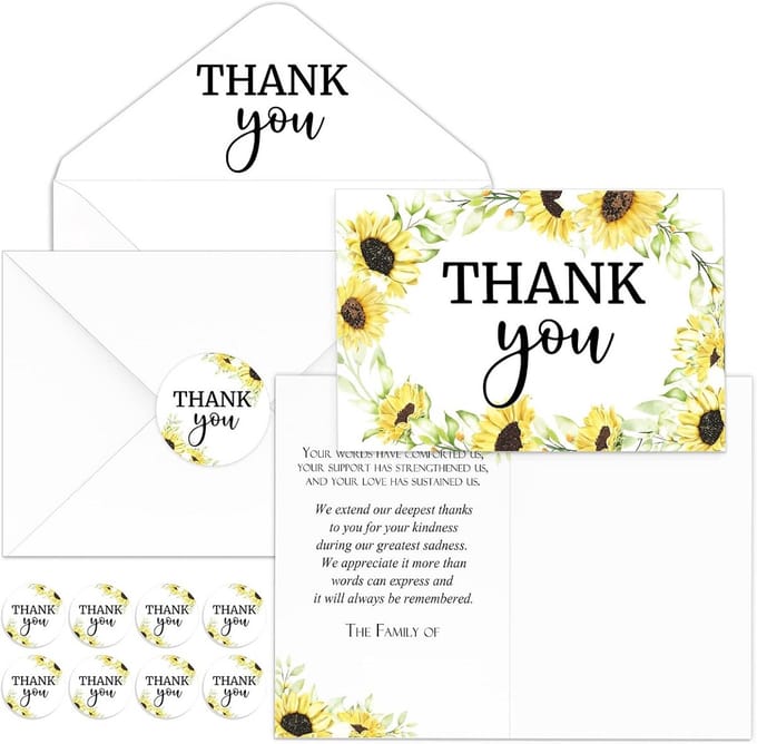 50x Bedankkaart Uitvaart met Envelop en Sticker - Condoleance Kaarten Rouw