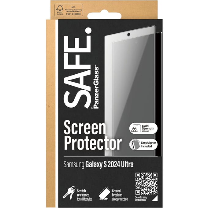 PanzerGlass Screenprotector geschikt voor Samsung Galaxy S24 Ultra Glazen | PanzerGlass SAFE Screenprotector - Case Friendly
