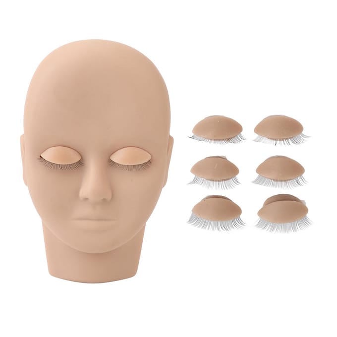Planche de Visage Maquillage Greffage Cils Silicone Modèle d'Entraînement Mannequin en Caoutchouc Modèle d'Entraînement Visage Light Brown beige