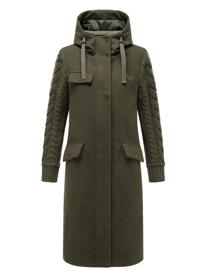 Navahoo Knit Babe dames wintermantel met gebreide mouwen