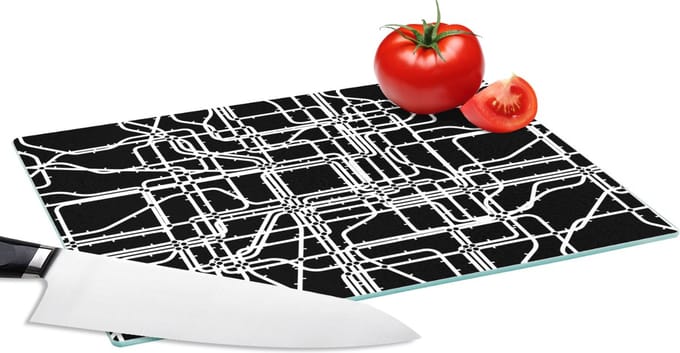 Glazen Snijplank - 28x20 - Netwerk - Patronen - Zwart Wit - Computer - Snijplanken Glas