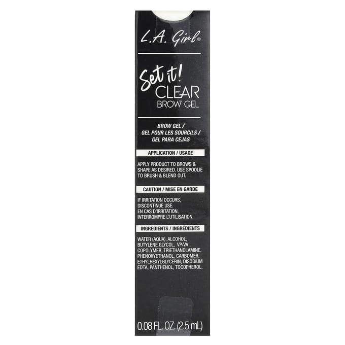 L.A. Girl, Set! Clear Brow Gel, Gbg390 Clear, 2.5Ml(0.08Fl Oz) black