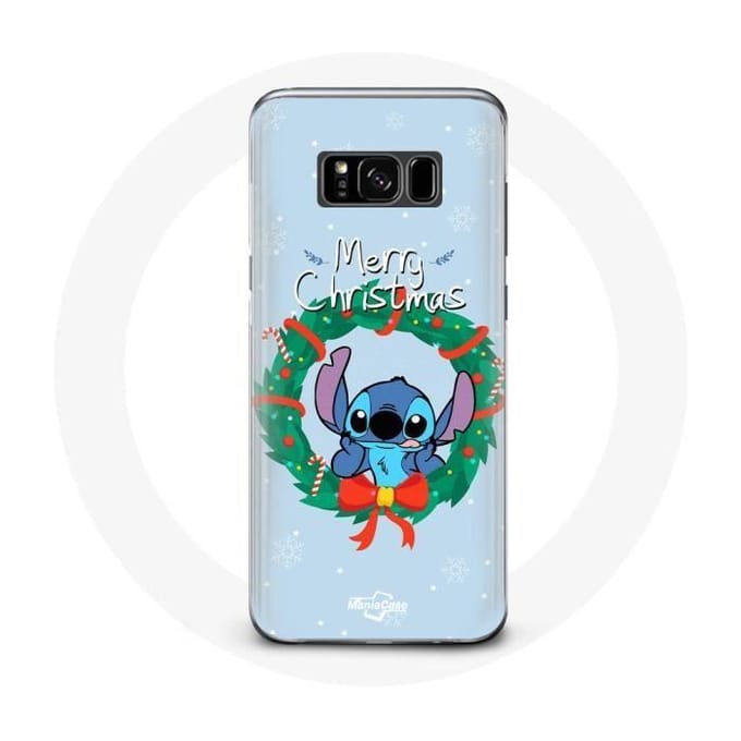 Coque pour Samsung Galaxy S8 Plus Stitch neige joyeux Noël bleu
