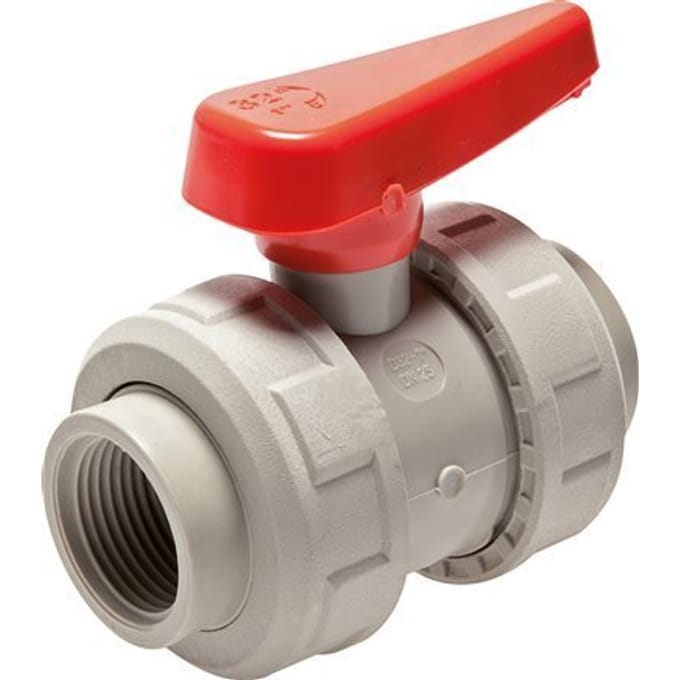 PP-H 2-weg Kogelkraan Dubbele Wartel Rp 1 1/4'' EPDM