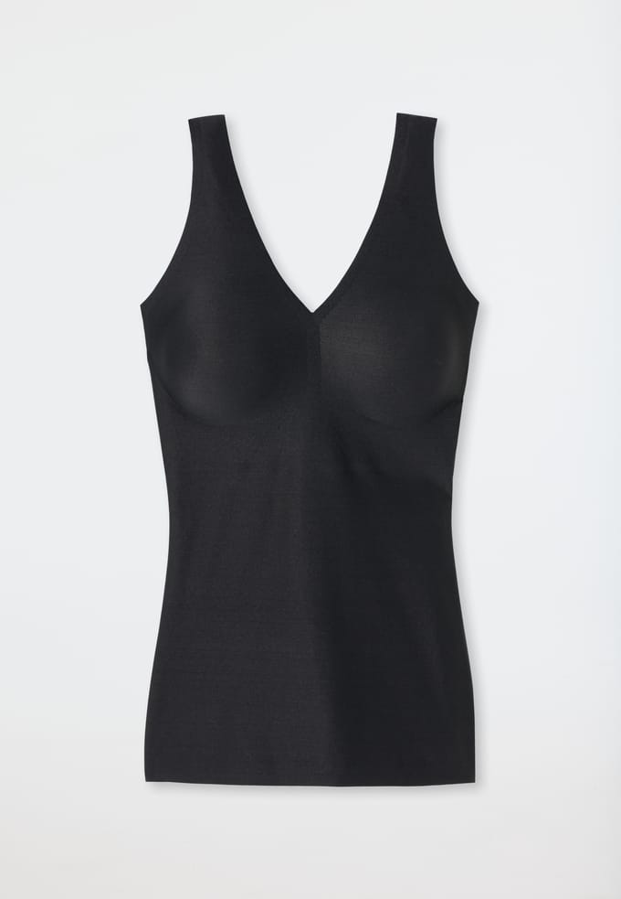 Schiesser Invisible Soft Top - uitneembare pads - naadloos - Dames - Onderhemd zwart
