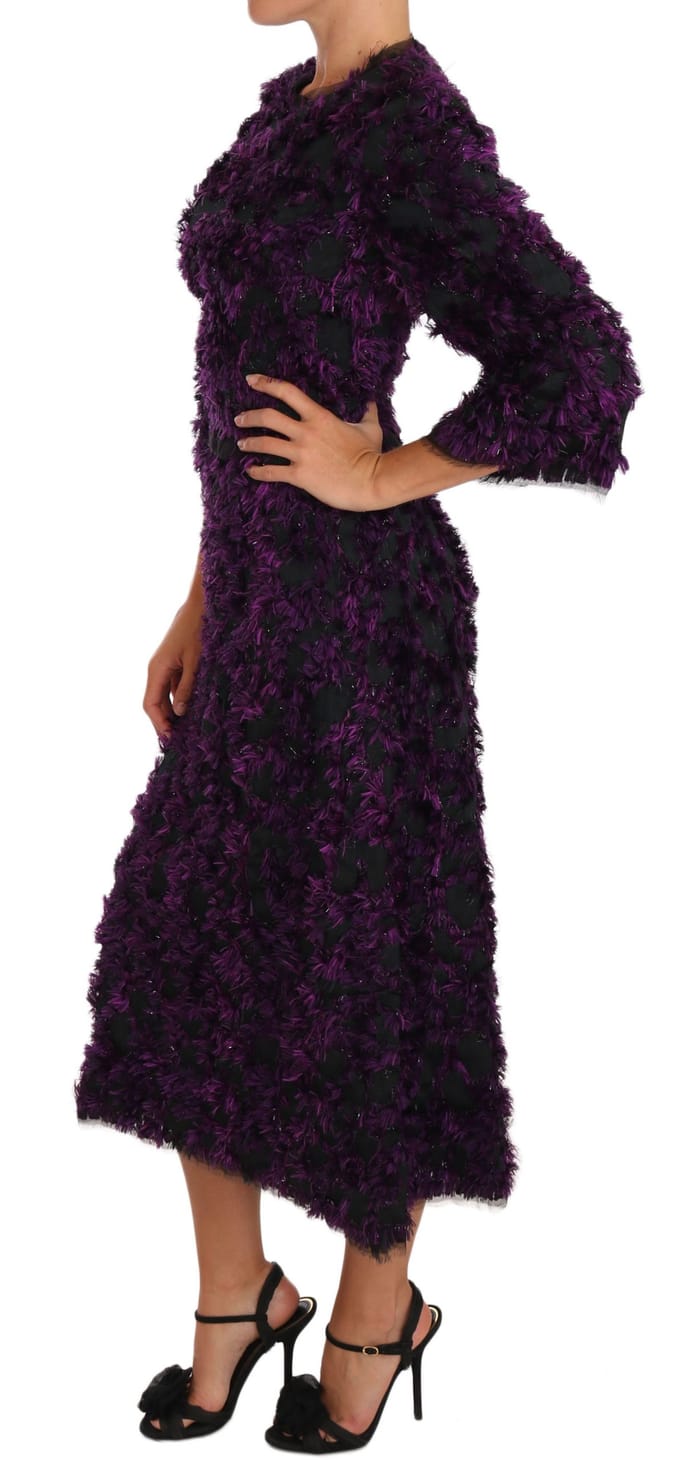 Dolce & Gabbana Vrouwen Paarse Franje Midi Sheath Jurk