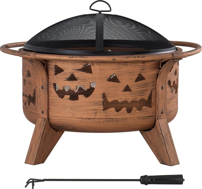 Vuurkorf Halloween stijl Ø76cm met afneembaar rooster en vuurhaak