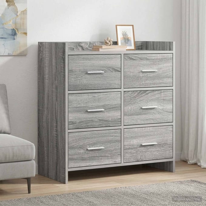 vidaXL - Dressoir - Grijs - Sonoma - 75 - x - 33 - x - 80 - cm - Bewerkt - hout