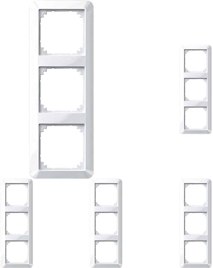 Unyqoos® Set van vijf glanzende drievoudige afdekframes in poolwit voor M-frames, 5 stuks