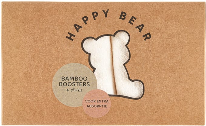 HappyBear | Bamboe booster set - 4 stuks | Wasbare luiers | Inleggers