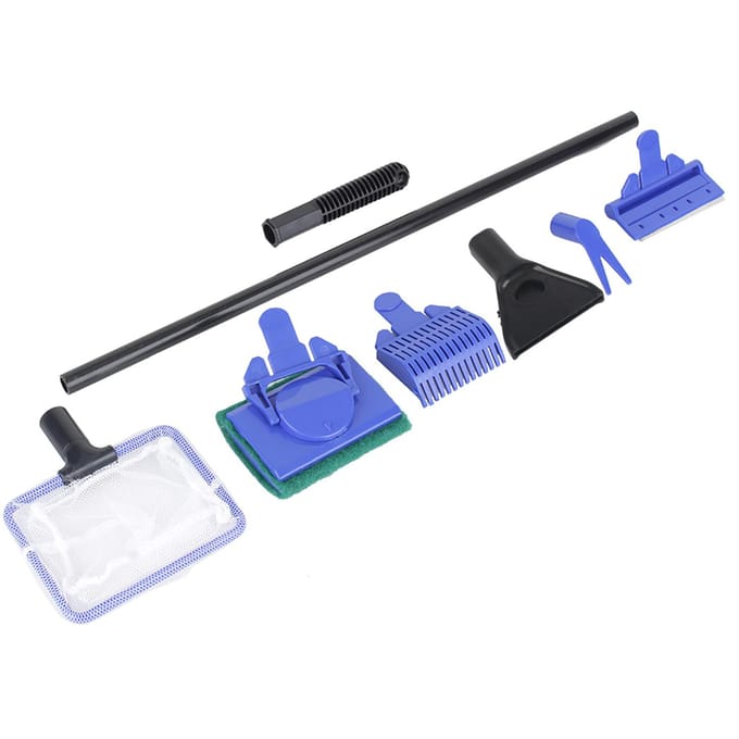 5-in-1 Aquarium Borstel Grind Harken Net Vork Spons Schoonmaakgereedschap Set blue