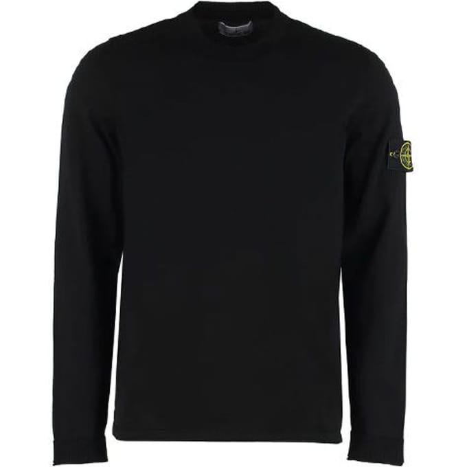 Pull Man à Col Rond et Manches Longues Couleur Unie Stone Island Avec Patch Logo Noir 1015532B9-A0029 XXL black