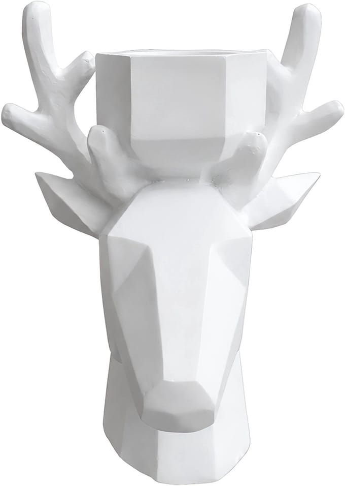 Lavandoux - Hertenkop Theelichthouder - Geometrisch - Wit - S: H 16 cm