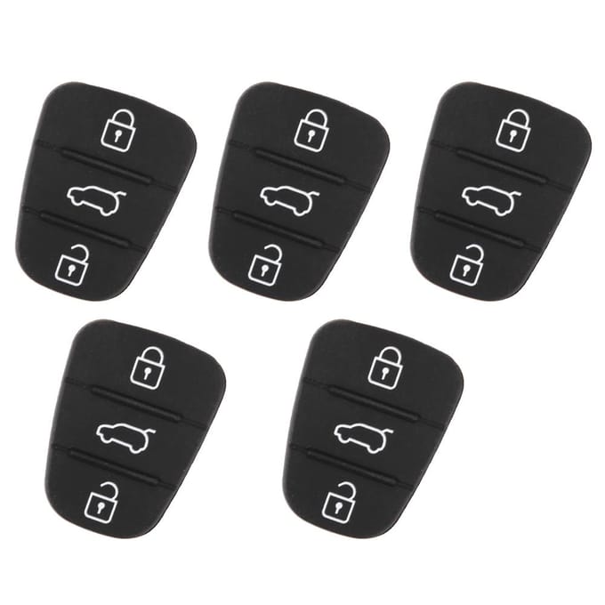 5 stuks Vervangende Afstandsbediening Autosleutel Shell Rubber 3 Knops Pad Geschikt voor Hyundai Geschikt voor Kia Without Lettering gray