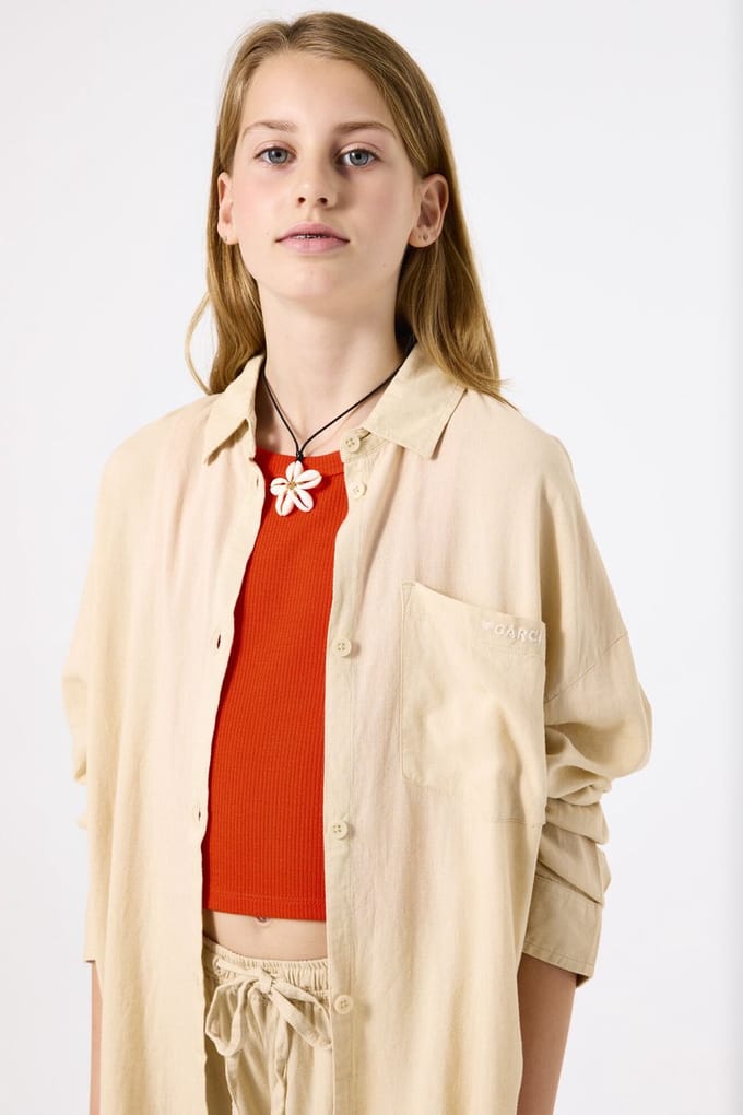 GARCIA Meisjes Effen Blouse Bruin Lange mouw