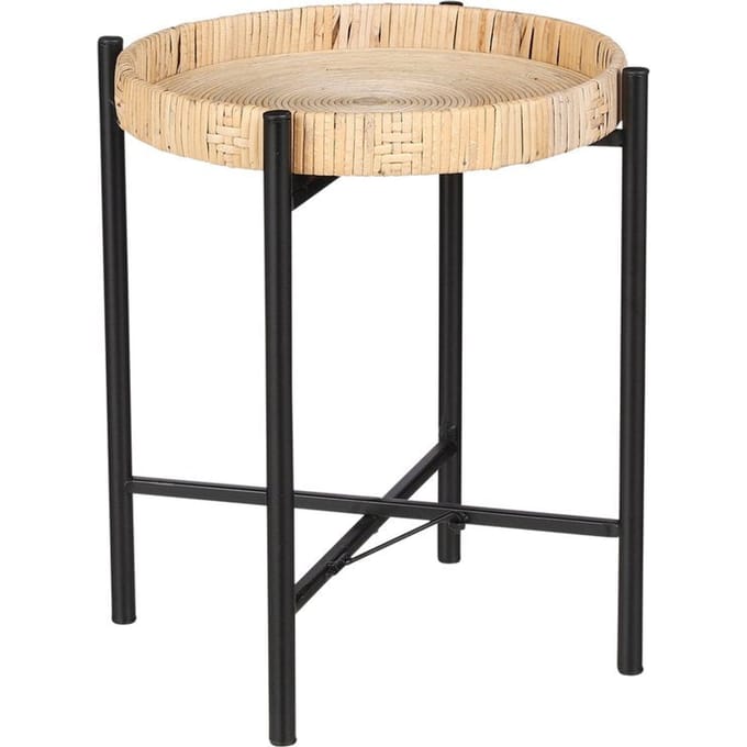 Mica Decorations Kaj Bijzettafel - H40 x Ø30 cm - Rotan - Bruin