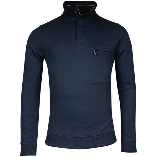 Baileys Trui Half Zip Allover Honeycomb Piqué Sweat Dark Blue / male