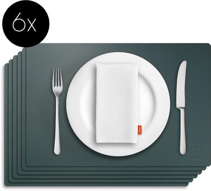 Vatten® Lederlook Placemats - 6 Stuks - 45 x 30 cm - Donkergroen