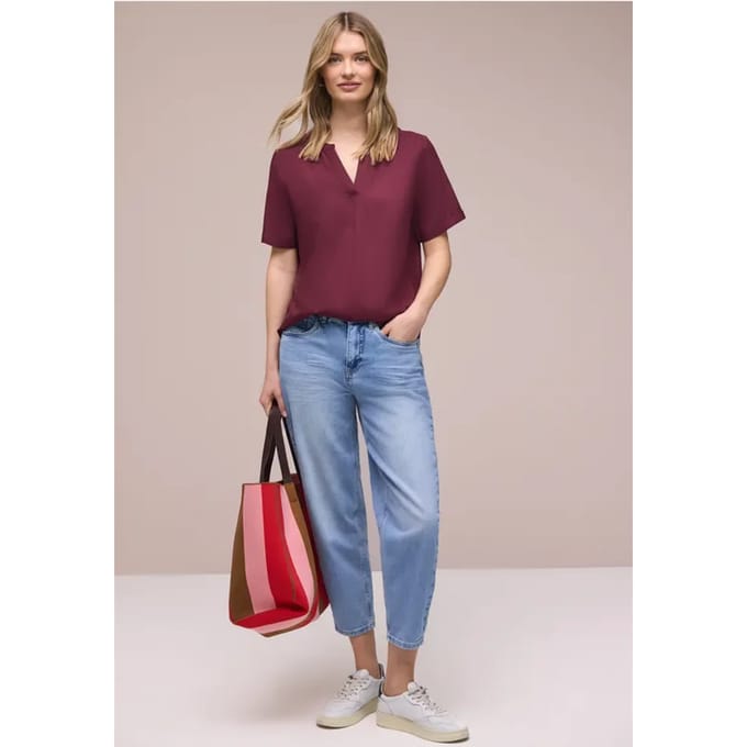 Blouse met gespleten hals en omslag