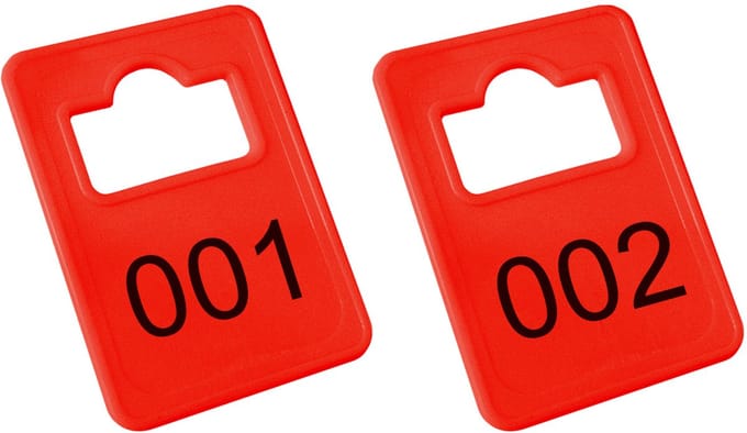 CombiCraft Plastic Garderobenummers Tiffany Rood - 1 t/m 100