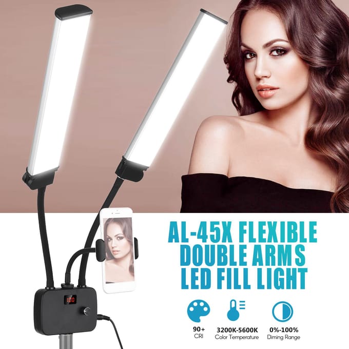 Flexibele dubbele armen LED-invullicht Tweekleurige dimbare schoonheid LED-videolampen 3200K-4500K-5600K 3 EU Plug white