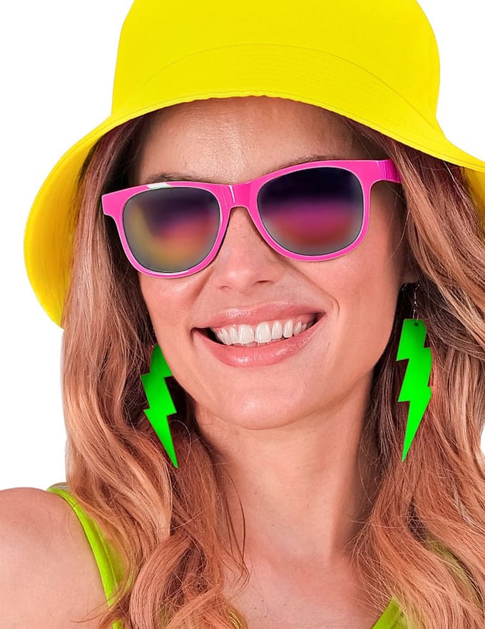 Oorbellen jaren 80 bliksem neon groen