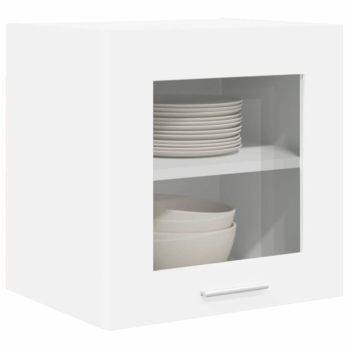 vidaXL - Hangkast - met - glazen - deur - 2 - st - Wit - 40 - x - 31 - x - 40 - cm - Bewerkt - hout