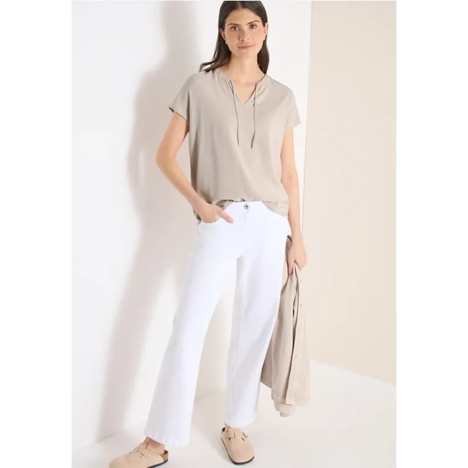 Blouse met korte mouwen en structuurmix