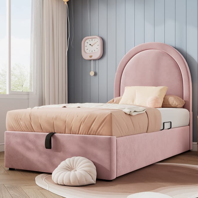 Sweiko Kinderbed - 90 x 190 cm - Opbergruimte - PU - Zonder matras - Roze