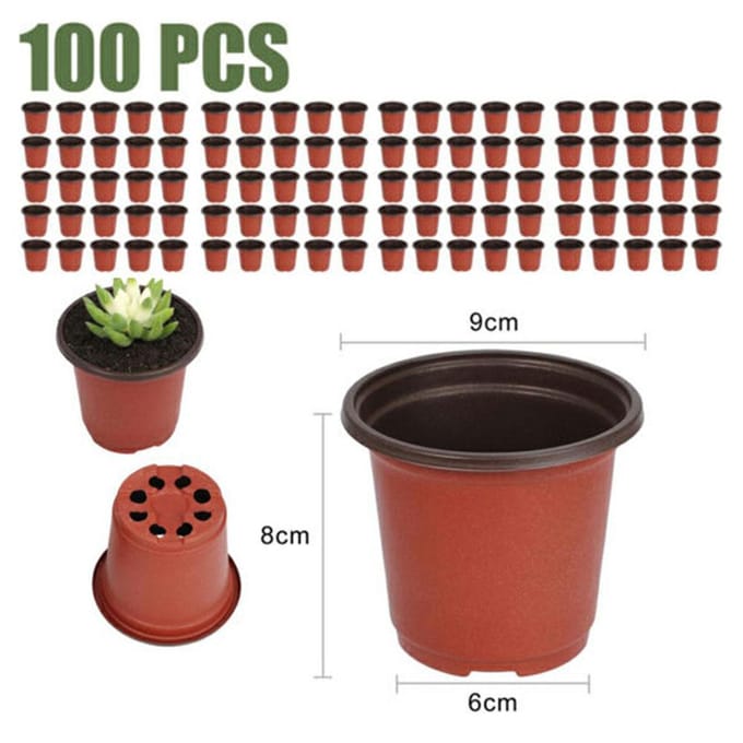 100 STUKS Plant Bloempotten Plastic Bloempotten Buiten Leven Tuin Kwekerij Zaailingen Pot Container black
