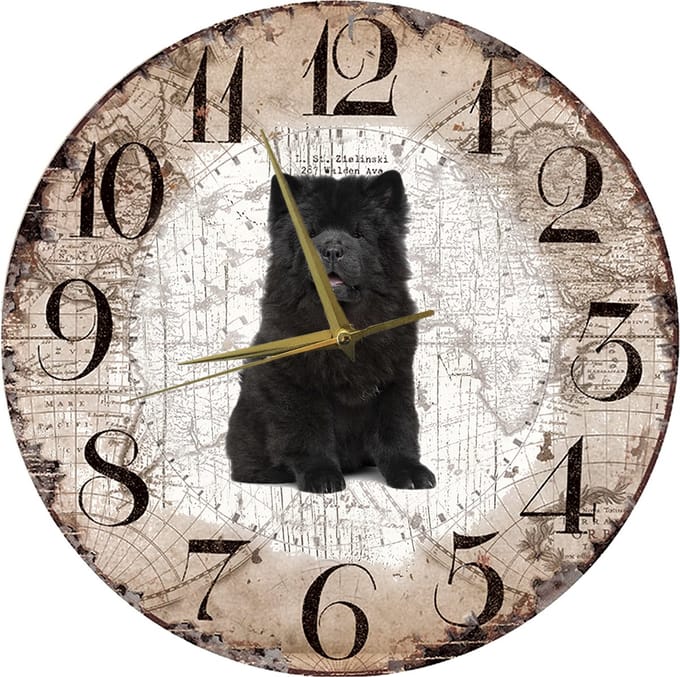 Houten Klok - 30cm - Hond - Chow Chow