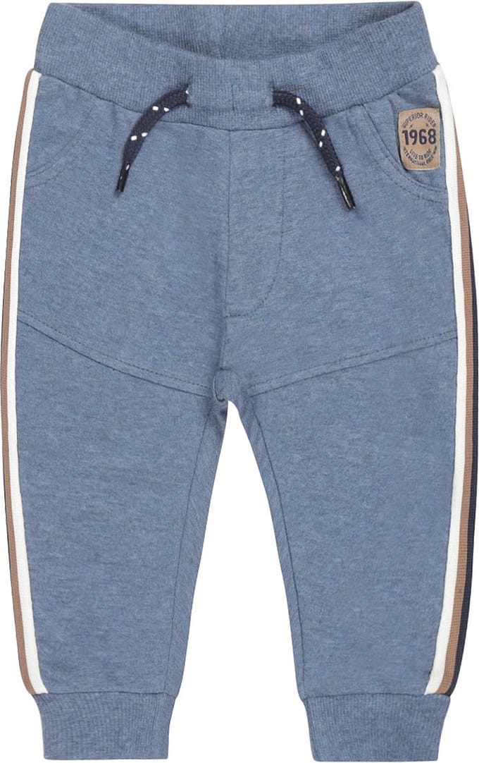 Dirkje baby jongens joggingbroek met gestreepte bies Blue Melee