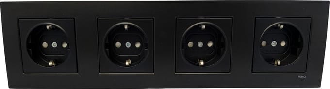 Zwarte Wandcontactdoos Stopcontact Inbouw-Panasonic Viko-Randaarde-Compleet