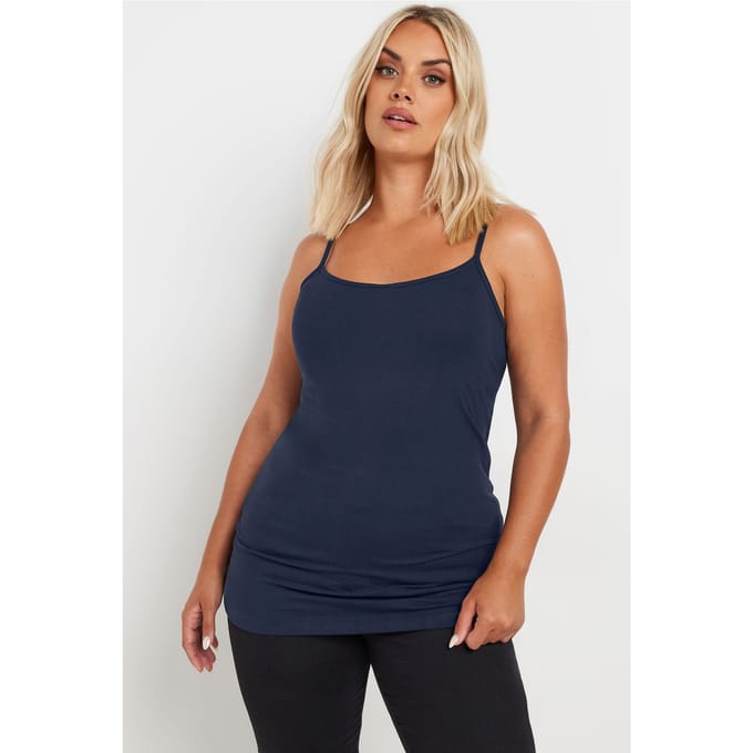 Yours Top Met Spaghettibandjes In Donkerblauwsize 48