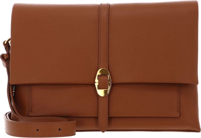 COCCINELLE Leren Schoudertas Dorian Handbag Grained Leather Cuir Lichtbruin