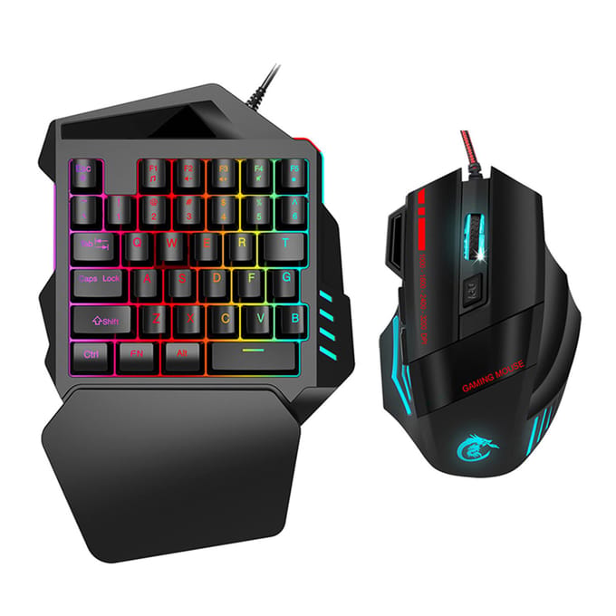 HXSJ J50 Eenhands Gaming Muis Toetsenbord Set Computeraccessoire voor Win2000  Android  OS X