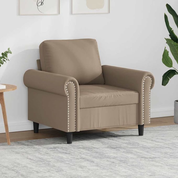 vidaXL - Fauteuil - 60 - cm - kunstleer - cappuccinokleurig