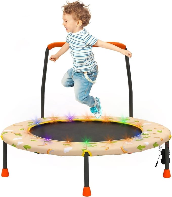 Kinder Trampoline - Mini Trampoline - Binnen Spelen - Met Veiligheidsleuning - 36 Inch - Geel