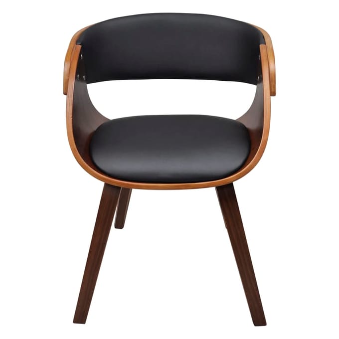 vidaXL - Eetkamerstoelen - 2 - st - gebogen - hout - en - kunstleer - bruin