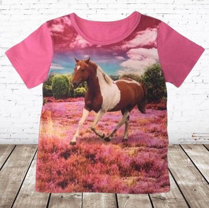 Roze shirt met paard - Roze - 86/92
