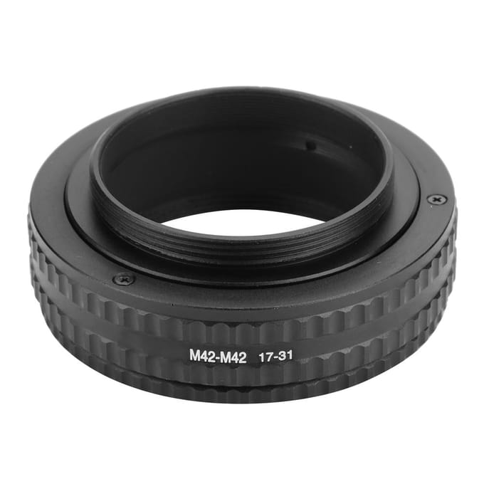 M42 to M42 Adjustable Focusing Helicoid Lens Adapter Macro Tube Accessory (17-31mm) beige