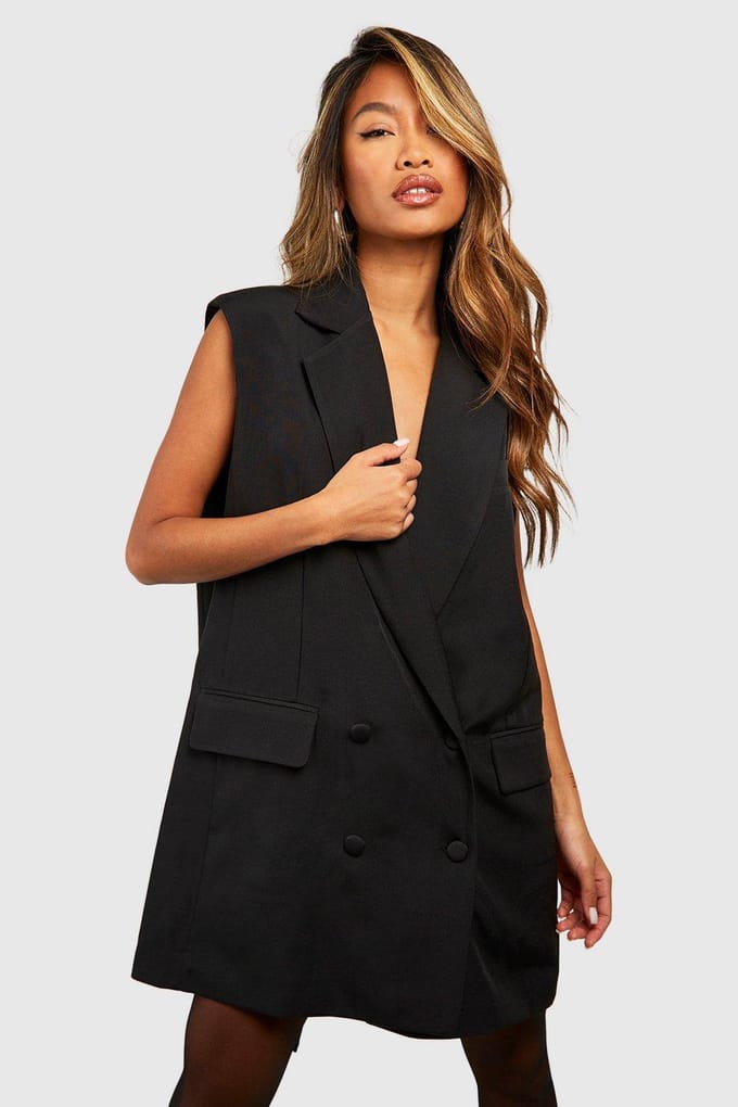 boohoo Dames Open Bow Back Tailored Blazer Dress | Zwart | Maat: 42