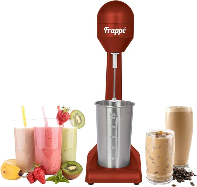 QORA® Milkshake Machine - Milkshake Maker - Smoothie Maker - Rood - 13cm x 18cm x 40cm